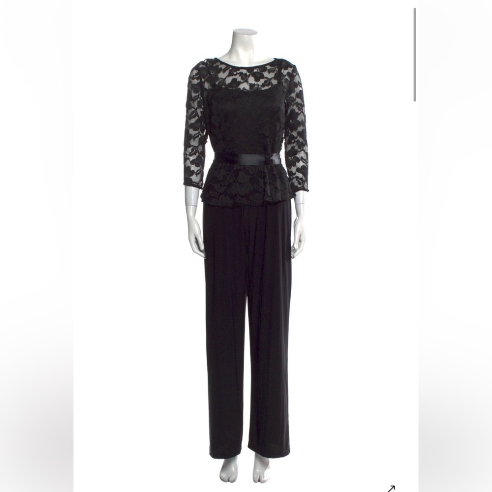 Neiman Marcus Black Lace Jumpsuit Wide Leg Formal Evening Black Tie NWT Size 4
